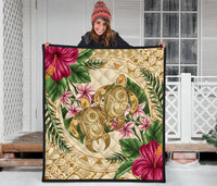 Hawaii Premium Quilt - Turtle Premium Quilt Strong Pattern Hibiscus Plumeria AH - Polynesian Pride