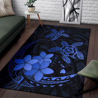 Hawaii Polynesian Turtle Plumeria Rug - Pog Style Blue - Polynesian Pride