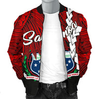 Samoa Polynesian Men's Bomber Jacket - Tribal Wave Tattoo Flag Color - Polynesian Pride