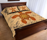 Hawaii Turtle Hibiscus Plumeria Letter Style - Quilt Bed Set AH - Polynesian Pride