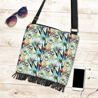 Hawaii Tropical Flower, Plant And Leaf Pattern Crossbody Boho Handbag - Polynesian Pride