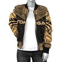 Tonga Polynesian Chief Women'S Bomber Jacket - Gold Version - Polynesian Pride