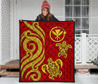 Polynesian Hawaii (Kanaka Maoli) Premium Quilt - Red Tentacle Turtle - Polynesian Pride