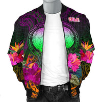 Northern Mariana Islands Polynesian Men's Bomber Jacket - Summer Hibiscus - Polynesian Pride
