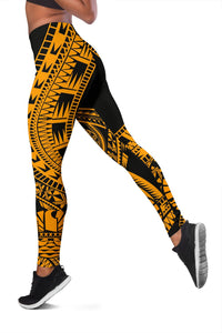 Tahiti Women Leggings Polynesian Pattern Gold - Polynesian Pride