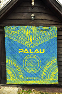 Palau Premium Quilt - Palau Seal Polynesian Chief BLue Version - Polynesian Pride