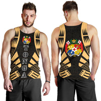 Tonga Men Tank Top - Polynesian Tattoo Gold - Polynesian Pride