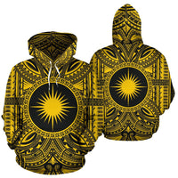 Marshall Islands ll Over Hoodie Marshall Islands Coat of rms Polynesian Gold Black - Polynesian Pride