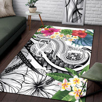 Polynesian Hawaii Area Rug - Summer Plumeria (White) - Polynesian Pride