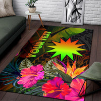 Nauru Polynesian Personalised Area Rug - Hibiscus and Banana Leaves - Polynesian Pride