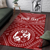 Tonga Personalised Area Rug - Tonga Seal With Polynesian Tattoo Style (Red) - Polynesian Pride