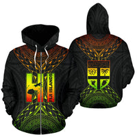 Fiji Map All Over Zip up Hoodie Polynesian Style Unisex Black - Polynesian Pride