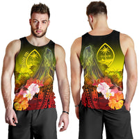 Guam Men's Tank Top - Humpback Whale with Tropical Flowers (Yellow) - Polynesian Pride