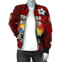 Mate Ma'a Tonga Rugby Women's Bomber Jacket Polynesian Unique Vibes - Red - Polynesian Pride