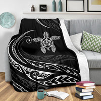 Hawaii Turtle Hibicus Premium Blanket - Frida Style - White - Polynesian Pride