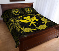 Hawaii Kanaka Turtle Hibiscus Polynesian Quilt Bed Set - Anthea Style Yellow - Polynesian Pride
