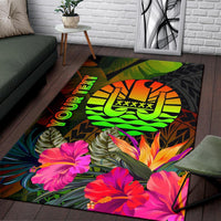Tahiti Polynesian Personalised Area Rug - Hibiscus and Banana Leaves - Polynesian Pride