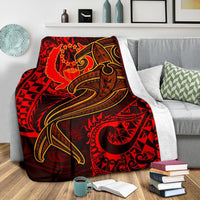 Pohnpei Premium Blanket - Red Shark Polynesian Tattoo - Polynesian Pride