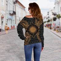 Marshall Islands Polynesian Shoulder Sweater Map Gold - Polynesian Pride
