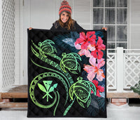 Hawaii Turtle Polynesian Tropical Premium Quilt - Cora Style Yellow - Polynesian Pride