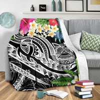 Polynesian American Samoa Premium Blanket - Summer Plumeria (Black) - Polynesian Pride