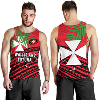 Wallis and Futuna Rugby Men's Tank Top Coconut Leaves - Polynesian Pride