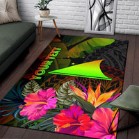 Tokelau Polynesian Personalised Area Rug - Hibiscus and Banana Leaves - Polynesian Pride