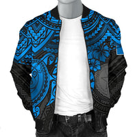 Northern Mariana Islands Polynesian Bomber Jacket (Men) - Blue Turtle - Polynesian Pride