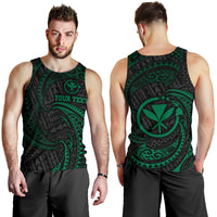 Hawaii Polynesian Custom Personalised Men's Tank Top - Green Tribal Wave Green - Polynesian Pride