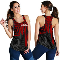 Pohnpei Women's Racerback Tank - Pohnpei Seal In Heartbeat Patterns Style (Red) - Polynesian Pride