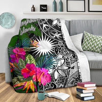 Marshall Islands Premium Blanket - Turtle Plumeria Banana Leaf - Polynesian Pride