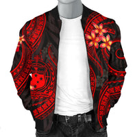Samoa Polynesian Men Bomber Jacket - Red Plumeria - Polynesian Pride