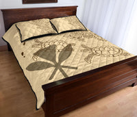 Hawaii Turtle Kanaka Map Beige - Quilt Bed Set AH - Polynesian Pride