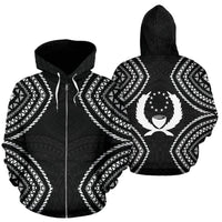 Pohnpei Zip up Hoodie Micronesia Black Warrior Style Unisex Black - Polynesian Pride