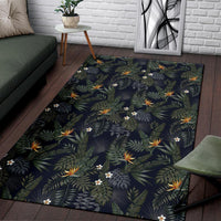 Tropical Leaves And Flowers In The Night Style Rug - Polynesian Pride