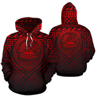 American Samoa All Over Hoodie Lift up Red Unisex Red - Polynesian Pride