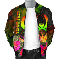 Pohnpei Polynesian Personalised Men's Bomber Jacket - Hibiscus and Banana Leaves - Polynesian Pride