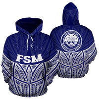 Federated States of Micronesia Polynesian Hoodie Blue Pride Map nd Seal Unisex Blue - Polynesian Pride