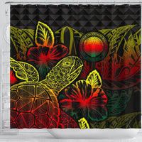Northern Mariaba Islands Shower Curtain Turtle Hibiscus Reggae - Polynesian Pride