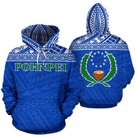 Pohnpei State All Over Hoodie Federated States of Micronesia Unisex Blue - Polynesian Pride