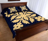 Hawaiian Quilt Bed Set Royal Pattern - Indigo - B2 Style - Polynesian Pride