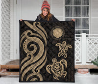 Northern Mariana Islands Premium Quilt - Gold Tentacle Turtle - Polynesian Pride