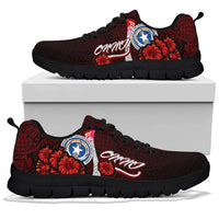 Northern Mariana Islands Polynesian Sneakers - Coat Of Arm With Hibiscus - Polynesian Pride