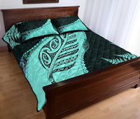 Paua Shell Maori Silver Fern Quilt Bed Set, Turquoise - Polynesian Pride