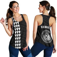 Hawaii Kakau Polynesian Coat Of Arms Women's Racerback Tank - White White - Polynesian Pride