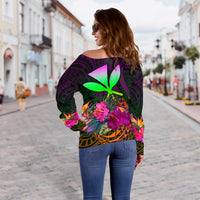 Polynesian Hawaii Kanaka Maoli Women's Off Shoulder Sweater - Summer Hibiscus - Polynesian Pride