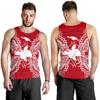 Papua New Guinea Polynesian Men Tank Top Map Red White - Polynesian Pride