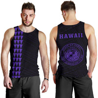 Hawaii Kakau Polynesian Coat Of Arms Men's Tank Top - Purple Purple - Polynesian Pride