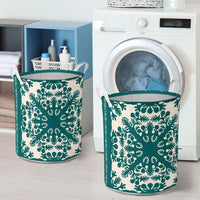 Hawaiian Quilt Tradition Turquoise Laundry Basket AH - Polynesian Pride