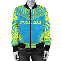 Palau Flag Polynesian Chief Women'S Bomber Jacket - Polynesian Pride